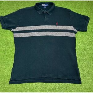 Vintage Polo Ralph Lauren Polo LG Green Waffle Knit 90s Preppy Stripes